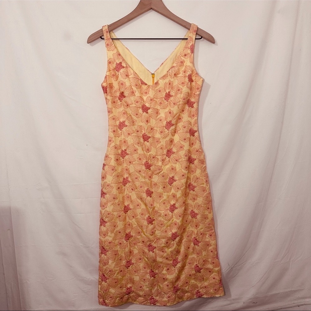 Tocca | Dress | Yellow Sheath Embroidered Dress